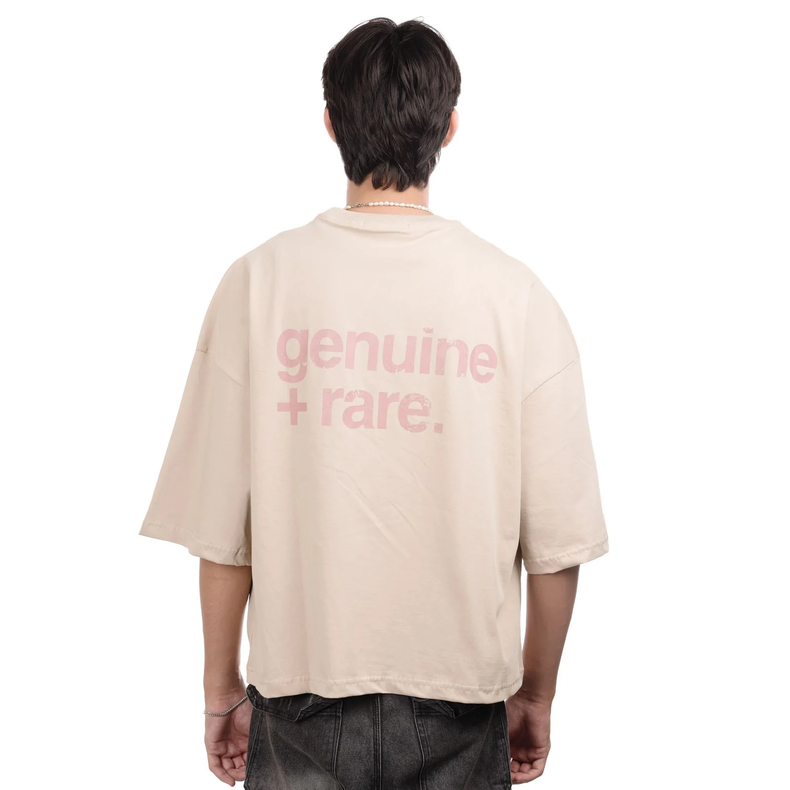 Genuine + Rare Oversized Tee - Beige - Image 3