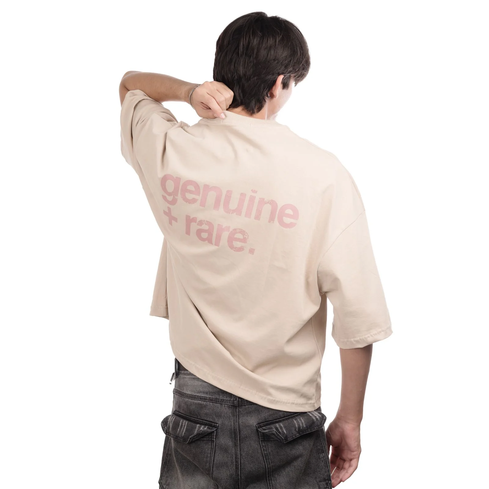 Genuine + Rare Oversized Tee - Beige - Image 4